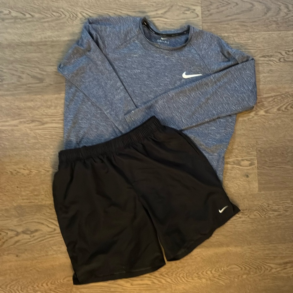 Nike Men's Black Athletic Shorts and Shirt - Men’s Size Large